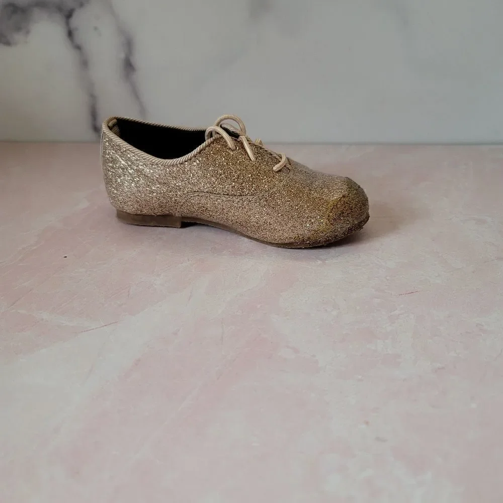 Crazy 8 gold oxfords lace up loafer glam diva sparkle metallic girls size 5 glit